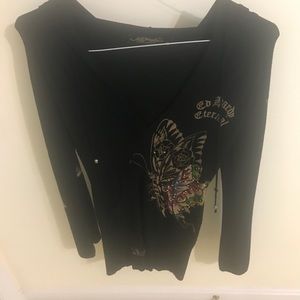 Ed Hardy women’s black hooded dress xs